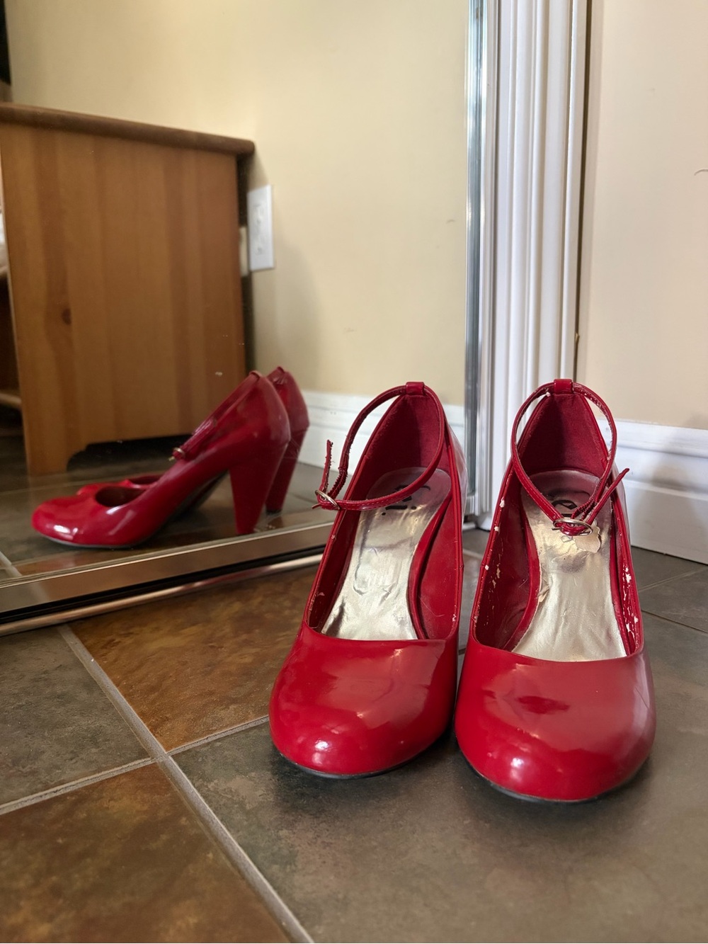 L.E.I Vintage Firehouse Red Heels w/Ankle Strap